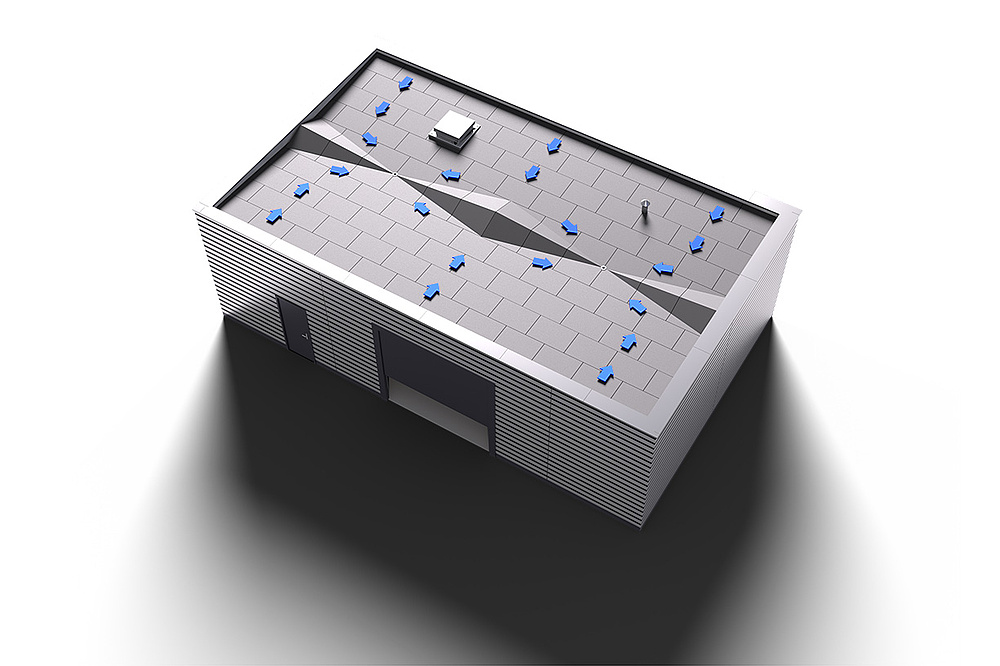 Austrotherm DPS Klin - spadki styropianowe na dachu magazynu